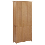 NNEVL Bookcase with 4 Doors 90x35x200 cm Solid Oak Wood and Glass