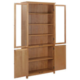 NNEVL Bookcase with 4 Doors 90x35x200 cm Solid Oak Wood and Glass