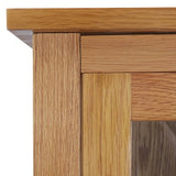 NNEVL Bookcase with 4 Doors 90x35x200 cm Solid Oak Wood and Glass