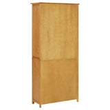NNEVL Bookcase with 4 Doors 80x35x180 cm Solid Oak Wood and Glass