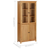 NNEVL Bookcase with 4 Doors 80x35x180 cm Solid Oak Wood and Glass