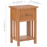 NNEVL Magazine Table with Drawer 35x27x55 cm Solid Oak Wood