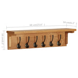 NNEVL Coat Rack 60x16x16 cm Solid Oak Wood