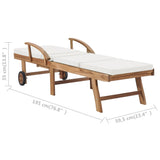 NNEVL Sun Loungers with Cushions 2 pcs Solid Teak Wood Cream