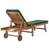 NNEVL Sun Loungers with Cushions 2 pcs Solid Teak Wood Green