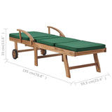 NNEVL Sun Loungers with Cushions 2 pcs Solid Teak Wood Green