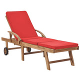 NNEVL Sun Loungers with Cushions 2 pcs Solid Teak Wood Red