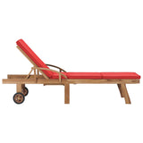 NNEVL Sun Loungers with Cushions 2 pcs Solid Teak Wood Red