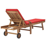 NNEVL Sun Loungers with Cushions 2 pcs Solid Teak Wood Red