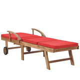 NNEVL Sun Loungers with Cushions 2 pcs Solid Teak Wood Red