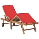 NNEVL Sun Loungers with Cushions 2 pcs Solid Teak Wood Red