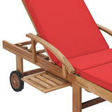 NNEVL Sun Loungers with Cushions 2 pcs Solid Teak Wood Red