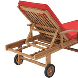 NNEVL Sun Loungers with Cushions 2 pcs Solid Teak Wood Red