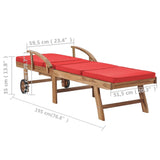 NNEVL Sun Loungers with Cushions 2 pcs Solid Teak Wood Red