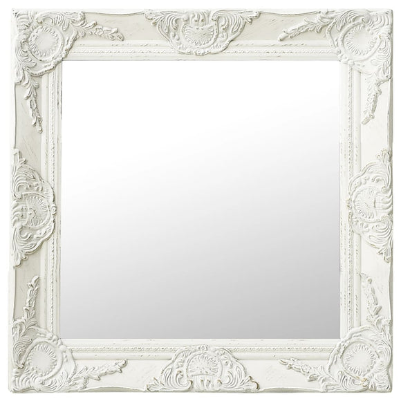 NNEVL Wall Mirror Baroque Style 50x50 cm White