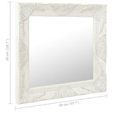NNEVL Wall Mirror Baroque Style 50x50 cm White