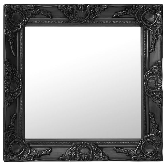 NNEVL Wall Mirror Baroque Style 50x50 cm Black
