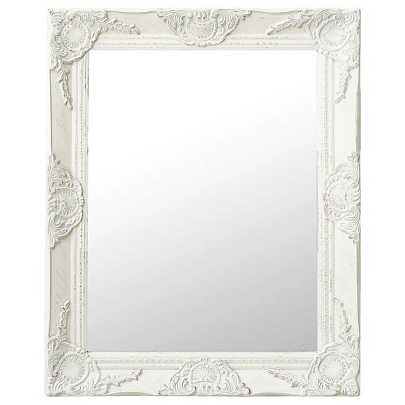 NNEVL Wall Mirror Baroque Style 50x60 cm White