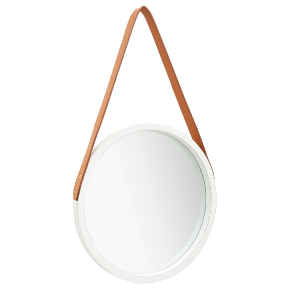 NNEVL Wall Mirror with Strap 40 cm White
