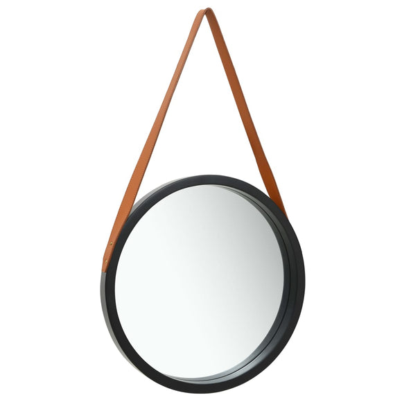 NNEVL Wall Mirror with Strap 40 cm Black
