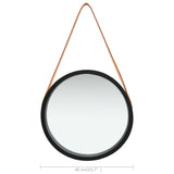 NNEVL Wall Mirror with Strap 40 cm Black