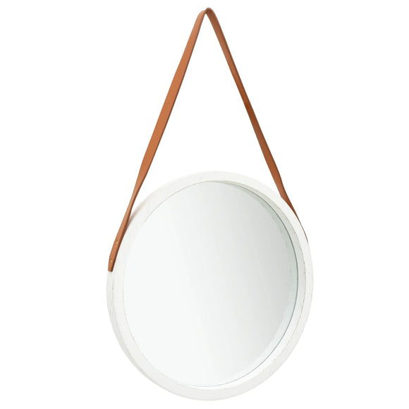 NNEVL Wall Mirror with Strap 50 cm White