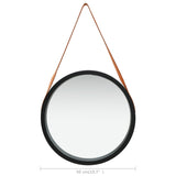 NNEVL Wall Mirror with Strap 50 cm Black