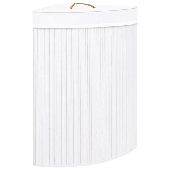 NNEVL Bamboo Corner Laundry Basket White 60 L