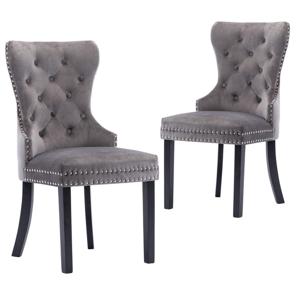 NNEVL Dining Chairs 2 pcs Grey Velvet