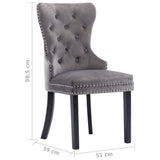 NNEVL Dining Chairs 2 pcs Grey Velvet