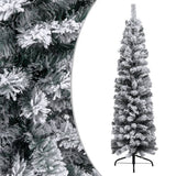 NNEVL Slim Artificial Christmas Tree with Flocked Snow Green 150 cm PVC