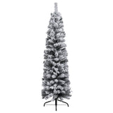 NNEVL Slim Artificial Christmas Tree with Flocked Snow Green 150 cm PVC