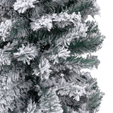 NNEVL Slim Artificial Christmas Tree with Flocked Snow Green 150 cm PVC