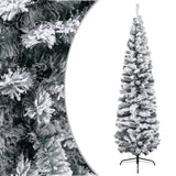 NNEVL Slim Artificial Christmas Tree with Flocked Snow Green 180 cm PVC