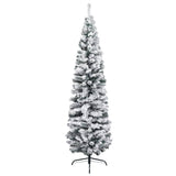 NNEVL Slim Artificial Christmas Tree with Flocked Snow Green 180 cm PVC