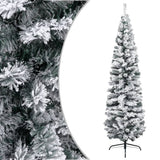 NNEVL Slim Artificial Christmas Tree with Flocked Snow Green 210 cm PVC