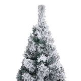 NNEVL Slim Artificial Christmas Tree with Flocked Snow Green 210 cm PVC