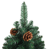 NNEVL Slim Christmas Tree with Real Wood and Cones Green 150 cm PVC