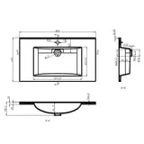 NNEVL Built-in Wash Basin 800x460x130 mm SMC White