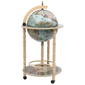 NNEVL Globe Bar Wine Stand Eucalyptus Wood Blue