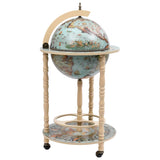 NNEVL Globe Bar Wine Stand Eucalyptus Wood Blue