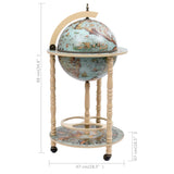 NNEVL Globe Bar Wine Stand Eucalyptus Wood Blue