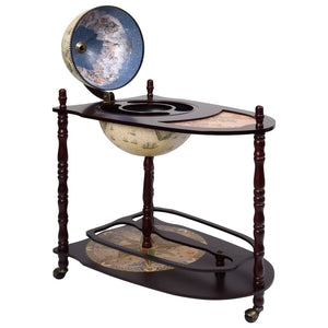 NNEVL Freestanding Globe Bar Wind Stand Eucalyptus Wood Green