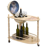 NNEVL Freestanding Globe Bar Wine Stand Eucalyptus Wood Green