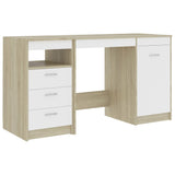 NNEVL Desk White and Sonoma Oak 140x50x76 cm Chipboard