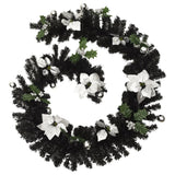 NNEVL Christmas Garland with LED Lights Black 2.7 m PVC