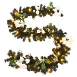 NNEVL Christmas Garland with LED Lights Black 2.7 m PVC