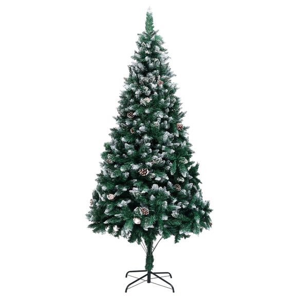 NNEVL Artificial Christmas Tree with Pine Cones and White Snow 240 cm