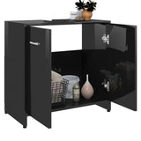 NNEVL Bathroom Cabinet High Gloss Black 60x33x58 cm Chipboard