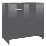 NNEVL Bathroom Cabinet High Gloss Grey 60x33x61 cm Engineered Wood